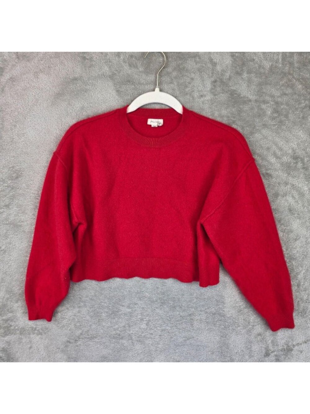 Pilcro Sweater Womens M Red 100% Cashmere Crew Neck Cropped Soft Knit Pullover